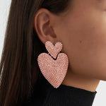 Herz Ohrringe mit Glitzer – Roségold Pinke Steinchen | Yasèmia Earrings Yasèmia