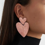 Herz Ohrringe mit Glitzer – Roségold Pinke Steinchen | Yasèmia Earrings Yasèmia