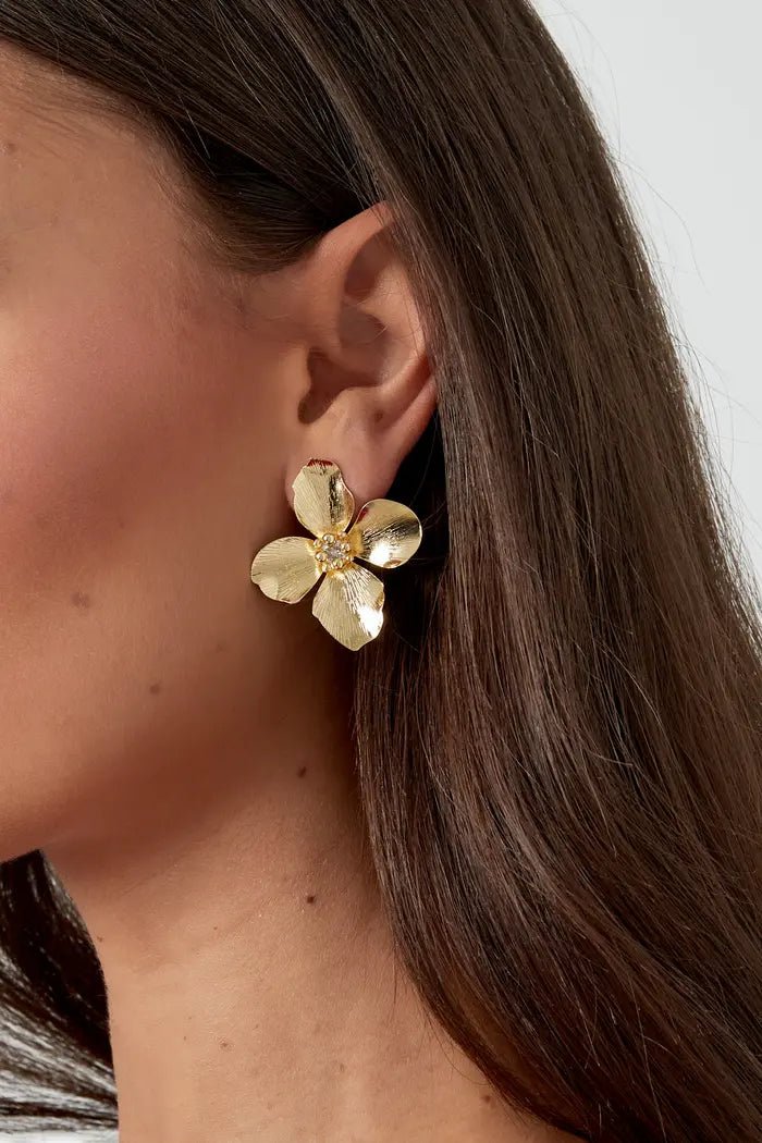 Jasmine Blumen Ohrringe Gold mit Strass | Yasèmia Earrings Yasèmia