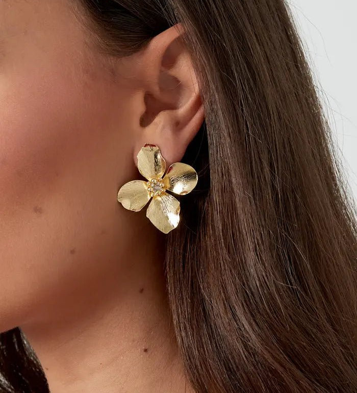 Jasmine Blumen Ohrringe Gold mit Strass | Yasèmia Earrings Yasèmia