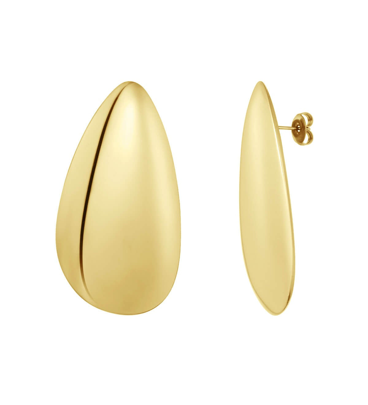 Yasèmia l Flat Drop Earrings Large - 18K Gold Plated Stainless Steel - Yasèmia