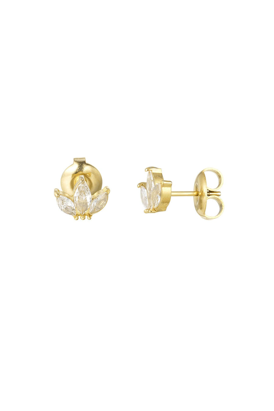 Yasèmia l Florencia Mini Studs Earrings - 18K Gold Plated Stainless Steel with Zircons - Yasèmia