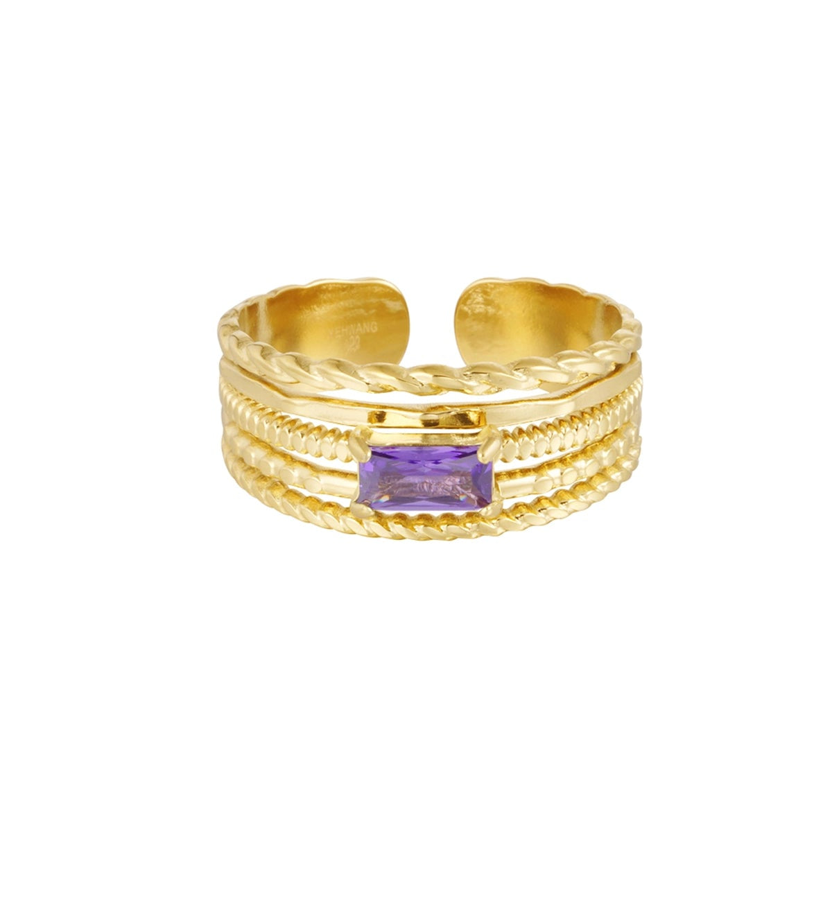 Yasèmia l Imen Ring - 18K Stainless Steel Gold Plated with Zircons - Yasèmia