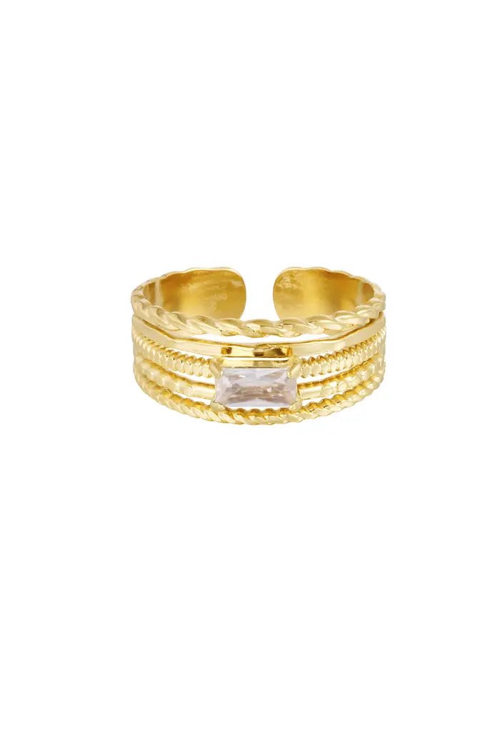 Yasèmia l Imen Ring - 18K Stainless Steel Gold Plated with Zircons - Yasèmia