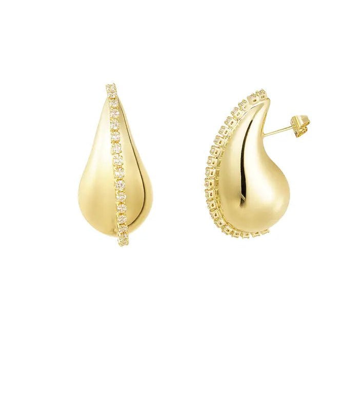 Yasèmia l Leina Drop Earrings Large - 18K Gold - Plated Copper & Zircons - Yasèmia