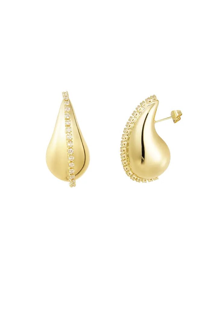 Yasèmia l Leina Drop Earrings Large - 18K Gold - Plated Copper & Zircons - Yasèmia