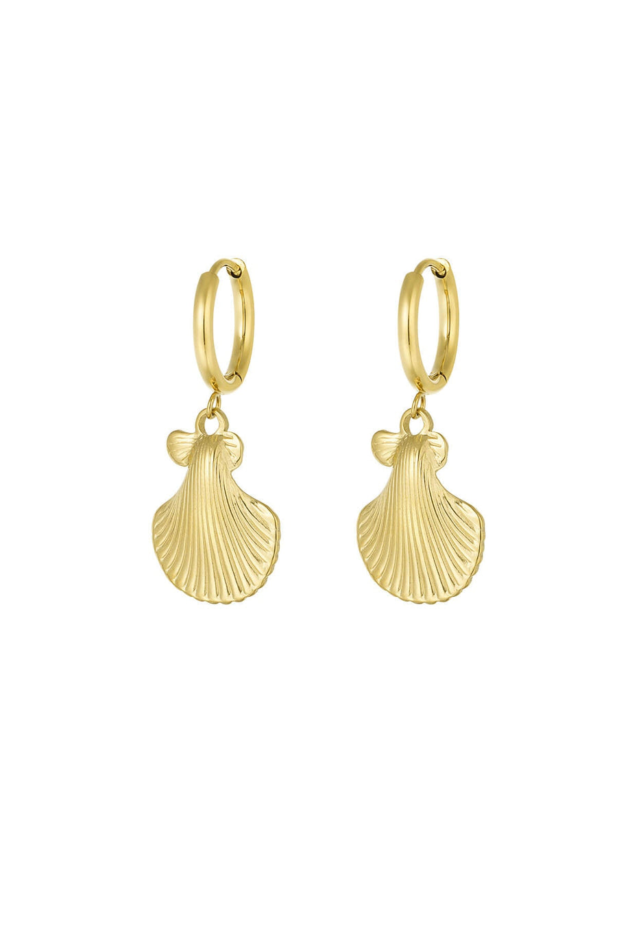 Yasèmia l Lesha Hoop Shell Earrings - 18K Gold - plated Stainless Steel - Yasèmia