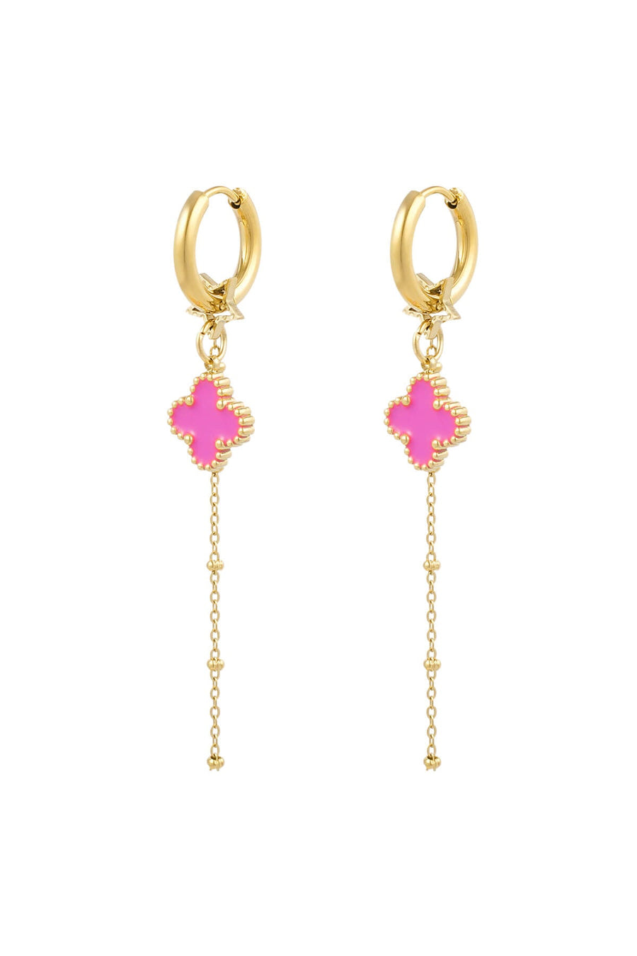 Yasèmia l Naida Earrings Clover Night - Pink - 18K Gold Plated Stainless Steel - Yasèmia