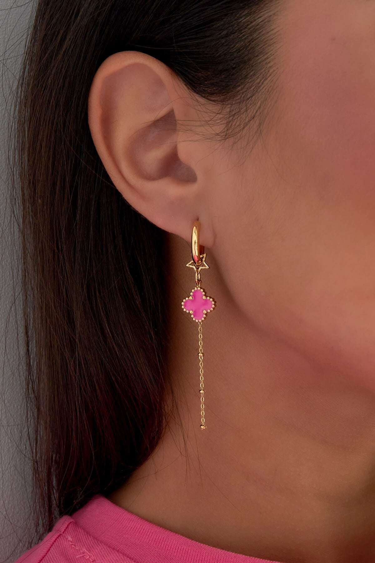 Ohrringe "Kleeblatt Nacht" in Pinkgold - Elegante 18K vergoldete Edelstahlaccessoires l Yasèmia Jewellery Yasèmia