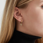 Yasèmia l Semiha Clover Hoop Earrings - 18K Gold - plated Stainless Steel & Zircons - Yasèmia