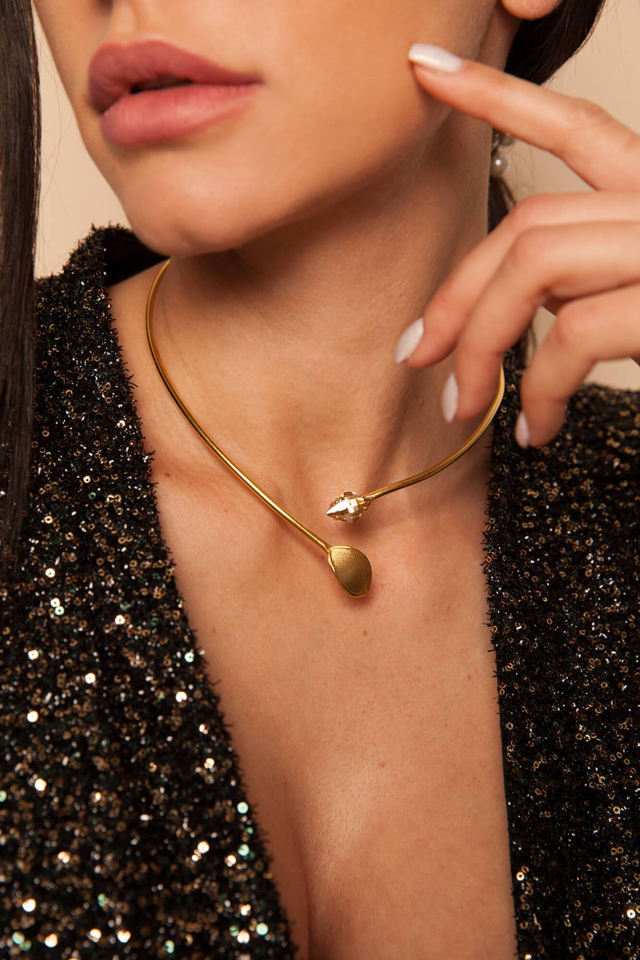Diana collar necklace with swarovsky elements greek handmade jewelry
