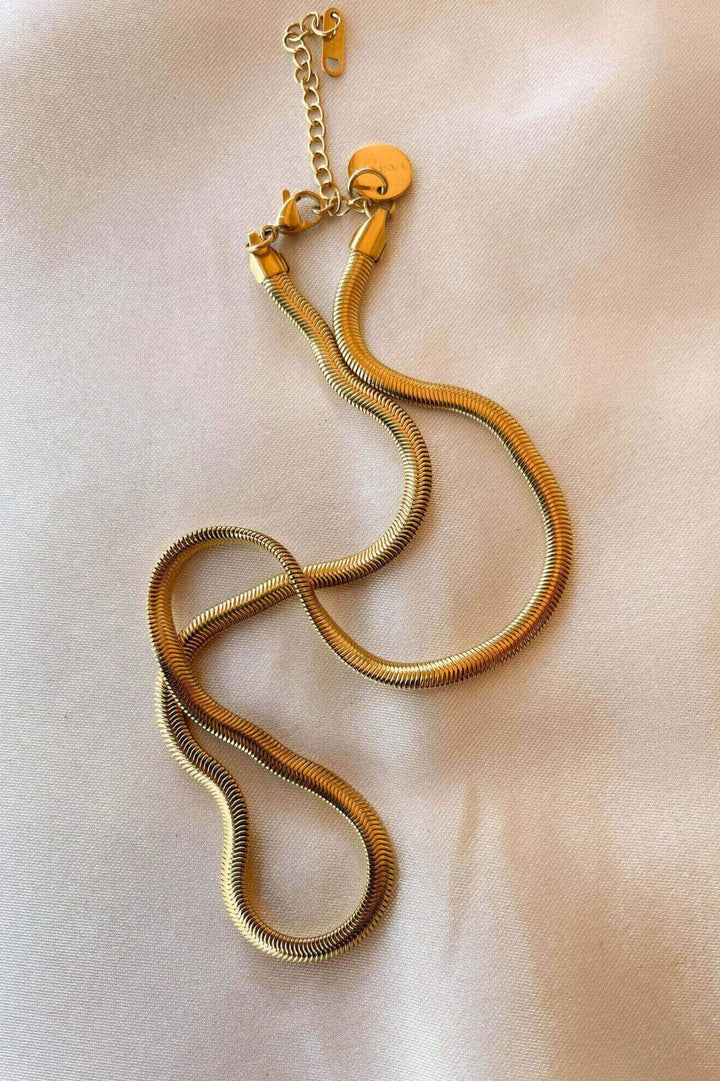 Kaila snake chain of stainless steel gold plated Greek handmade jewerly yasemia