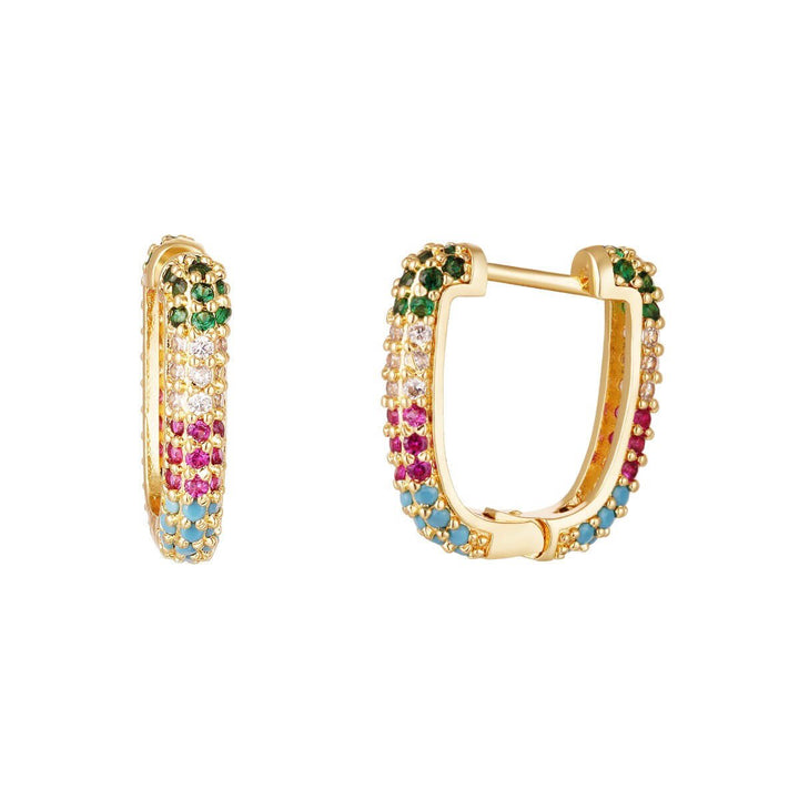 Celine Huggies Earrings - 18K Goldplated with Zircons - Yasèmia