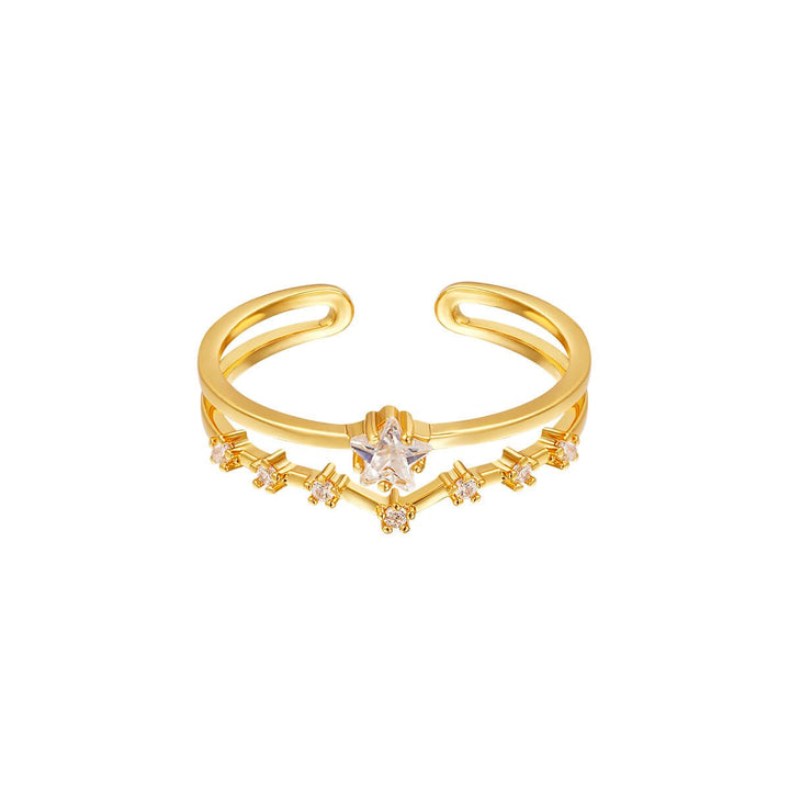 Étoile Ring - 18K Gold Plated Star Shaped with Zircons - Yasèmia