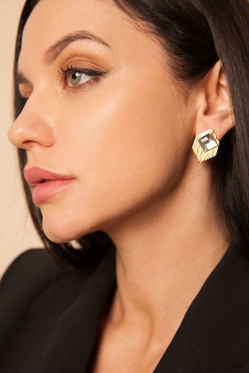Kaira Stud Earrings - Gold Plated Bronze - Yasèmia