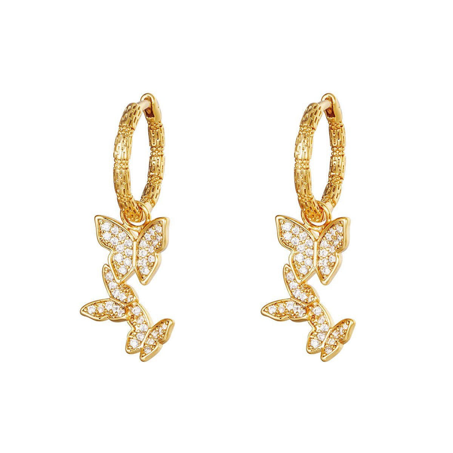 Leia Huggie Earrings - 18K Gold Plated Zircon - Yasèmia