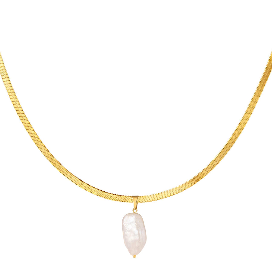 Leyla Pearl Necklace - 18K Gold-plated Stainless Steel - Yasèmia