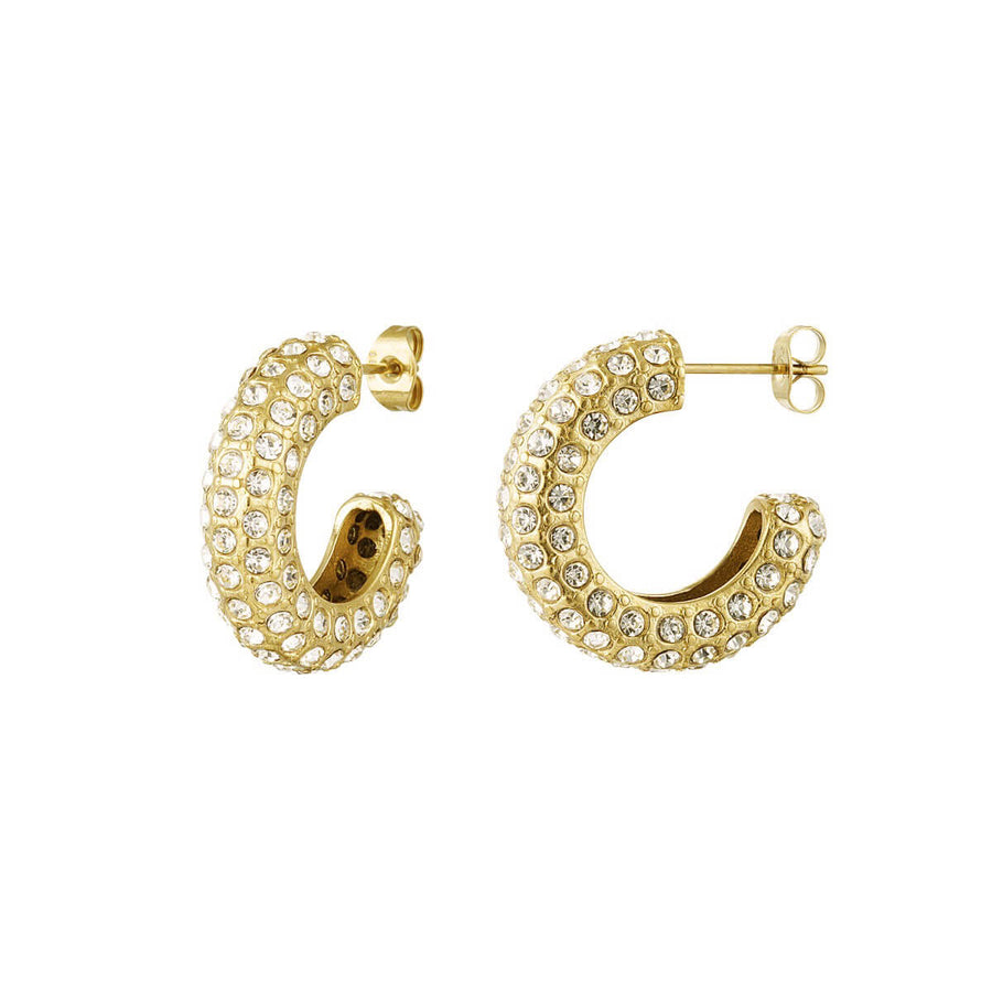 Marlen Hoops - 18K Gold Plated Stainless Steel with Zircons - Yasèmia