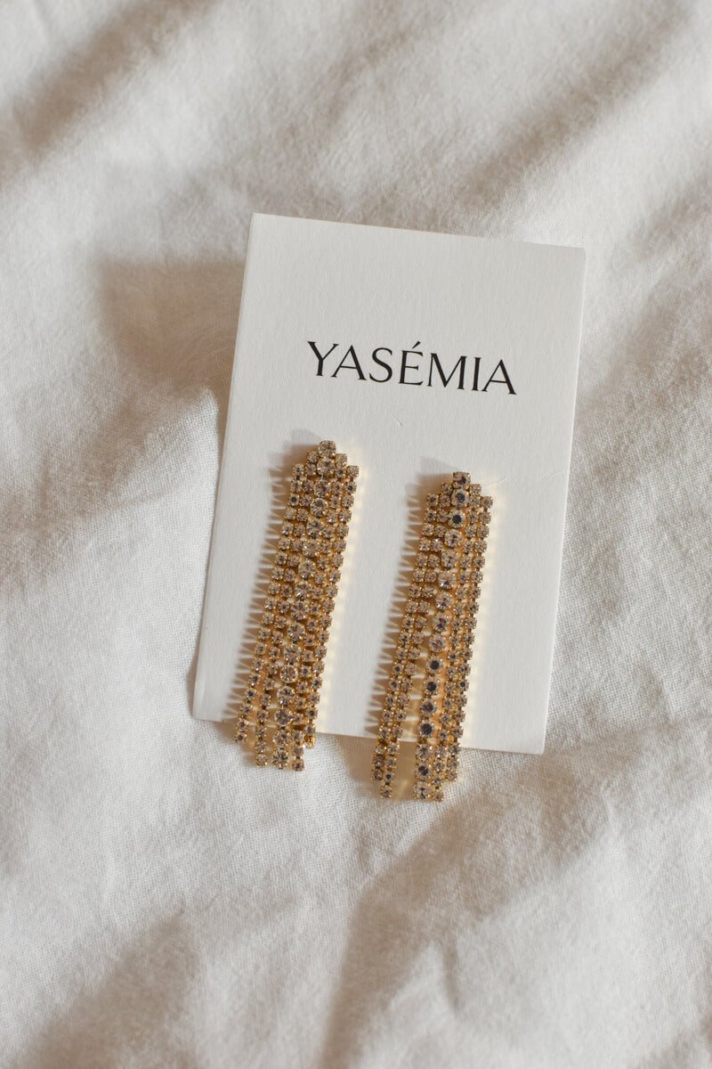 Monica rhinestone earrings - stainless steel - Yasèmia
