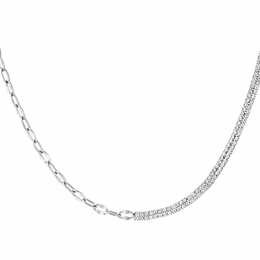 Nadia Chain Necklace - 18K Gold-Plated Stainless Steel with Zircons - Yasèmia