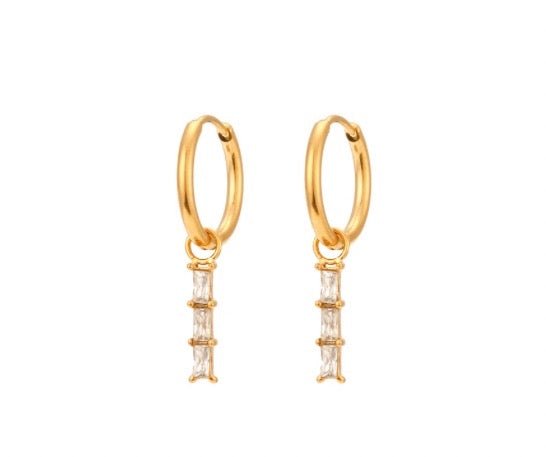 Neira Mini Huggie Earrings - 18K Gold Plated Stainless Steel Zircon - Yasèmia