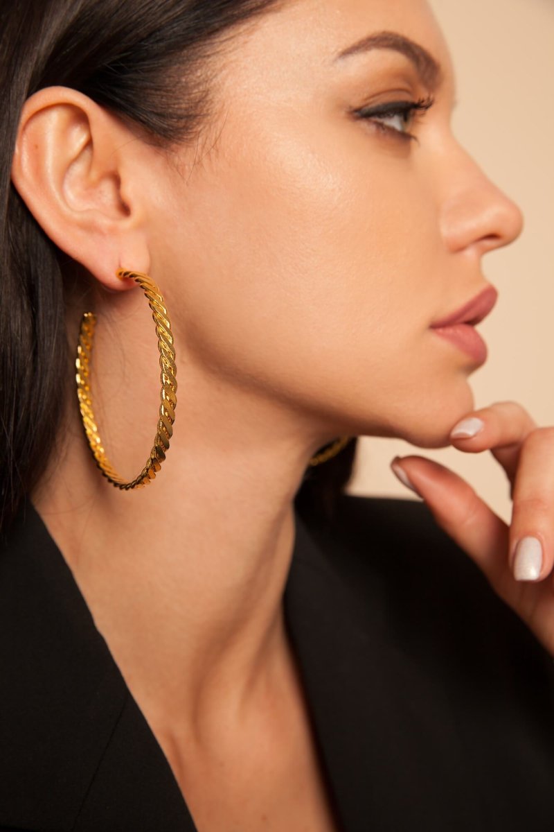 Paloma Hoop Earrings - Gold Plated Bronze - Yasèmia