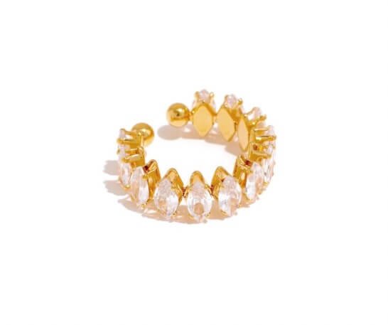 Reina Ring - 18K Gold Plated Stainless Steel with Zircons - Yasèmia