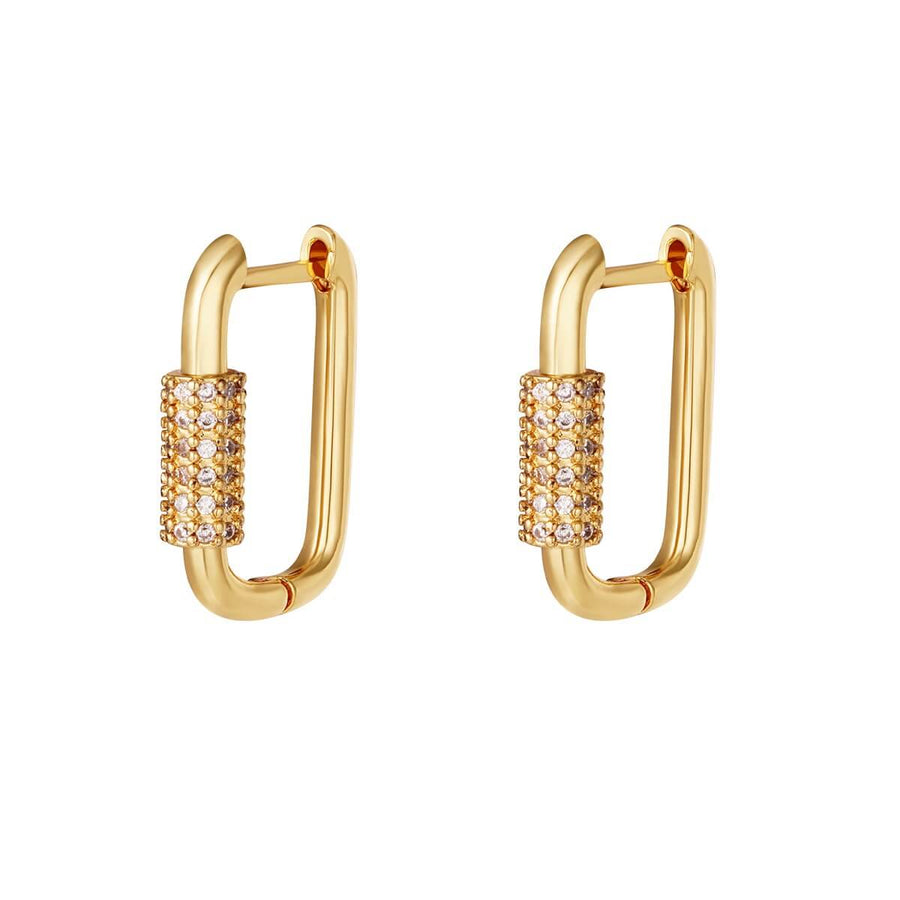 Saphira Huggies Earrings - 18K Goldplated with Zircons - Yasèmia