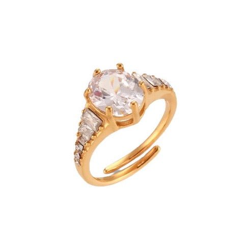 Siena Ring - 18K Gold Plated Stainless Steel with Zircons - Yasèmia