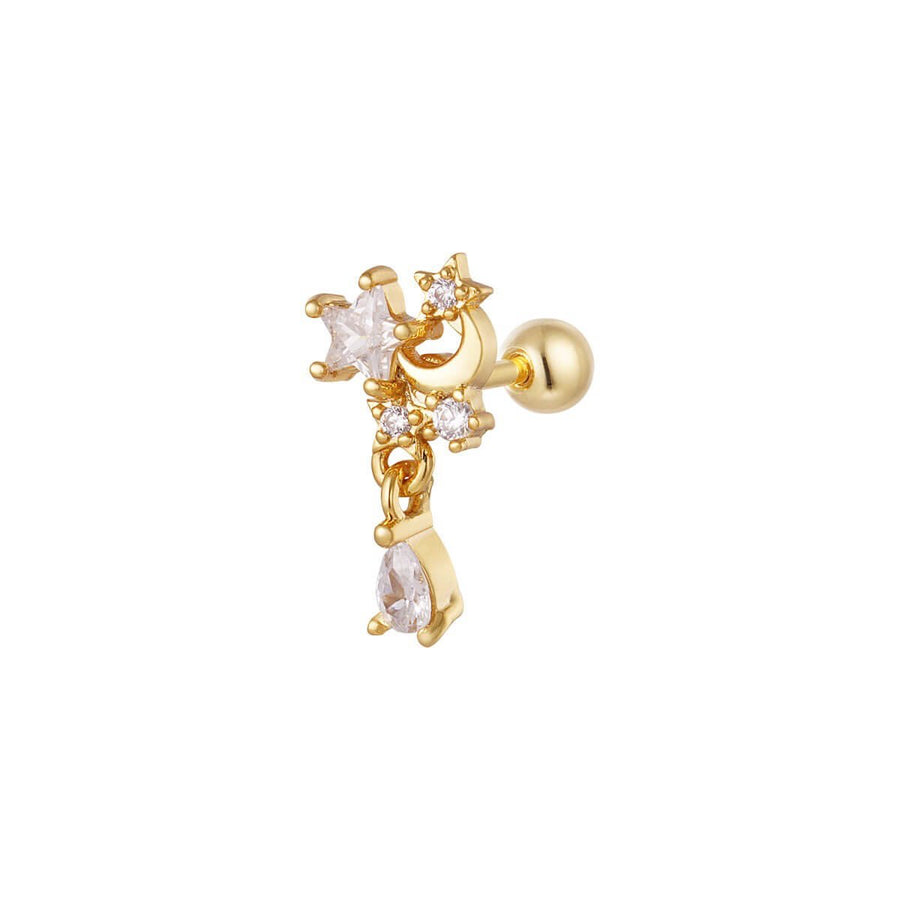Yakusha Piercing Earrings - 18K Gold Plated Zircon - Yasèmia