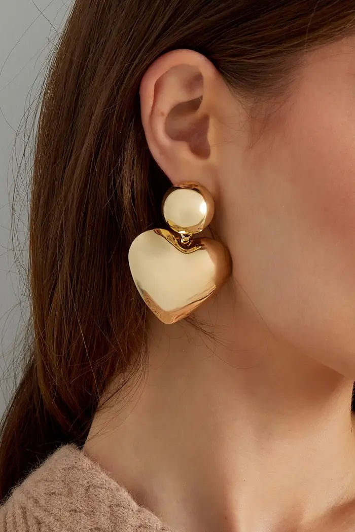 Yasèmia l Jaqueline Heart Earrings - 18K Gold-plated Metal - Yasèmia