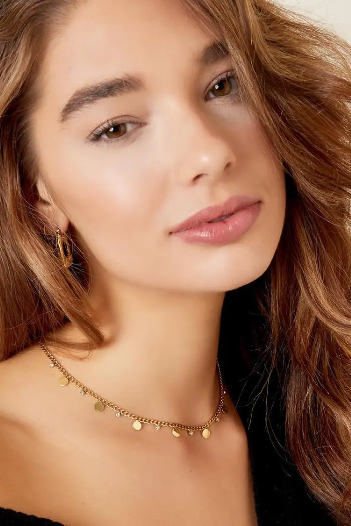 Yasèmia l Siren Chain Necklace - 18K Gold-plated Stainless Steel with Rhinestones - Yasèmia