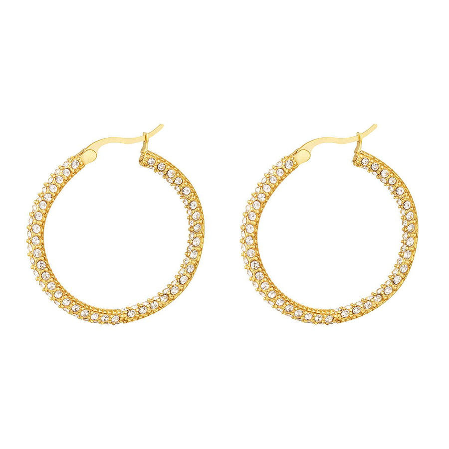 Yasmin Hoops - 18K Gold Plated Stainless Steel with Zircons - Yasèmia